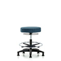 Rutledge Fab Stool without Back-Medium Bench Height with Chr Foot RingandStat Glides in Blue Fab