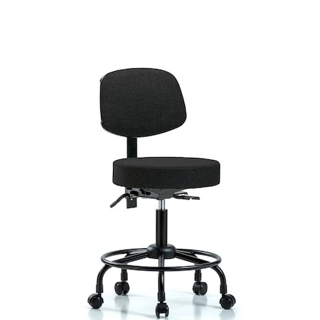 Desk Stool, Fab, Bk, RT, Tilt, Casters, Blk