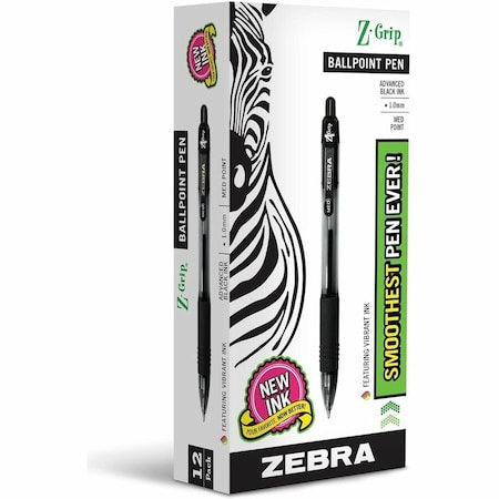Retractable Ballpoint Pen, Medium 1.0 mm, Black PK12