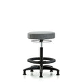 Rutledge Fab Stool without Back - High Bench Height with Black Foot Ring and Stat Glides in Gray Fab