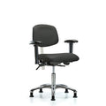 Clean Room Chair Desk Chair, Vin, Chrm, AA, Glides, Gry, CL100, Adjustable Arms, 18" to 23" Height, Vinyl