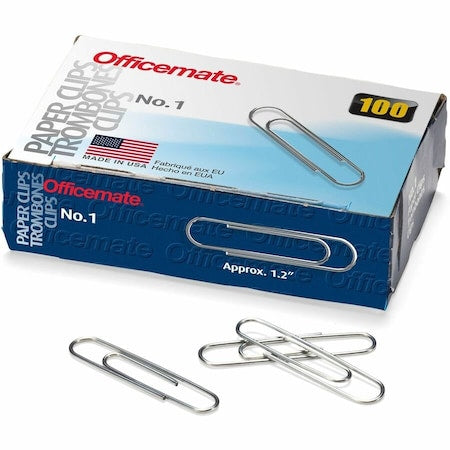 Paper Clips,No. 1,Silver,Steel, 1000PK