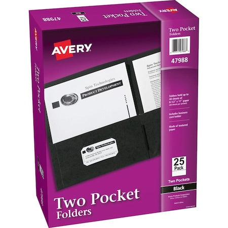 Two-Pocket File Folder, Black, PK25