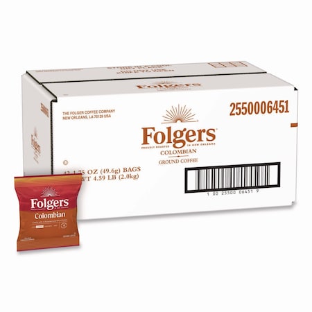 Coffee, Gourmet Supreme(R) 100% Colombian, Fraction Pack, Caffeinated, Ground, 5.88 lb, 42 PK