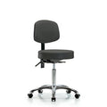 Vin Stool with Back Chrome-Medium Bench Height with Seat TiltandCasters in Charcoal Trailblazer Vin