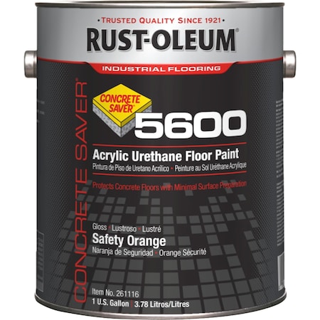 1 gal Floor Paint, Gloss Finish, Safety Orange, Solvent Base