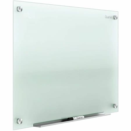Dry Erase Board, Glass, 18 in, 24 in, No Frame Frame, Frosted White, Gloss