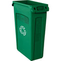 Rectangular Recycling Bin, Green, 11" Dia, Plastic