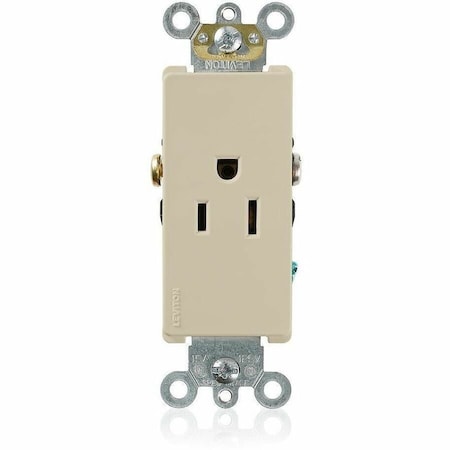 Straight Blade Receptacle, 5-15R, 15 A, 125V AC, 2 Pole, 3 Wire, Flush Mount, Self-Grounded