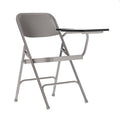 Round Metal Tablet Arm Chair, Left Hand, Beige, Laminate, Grey