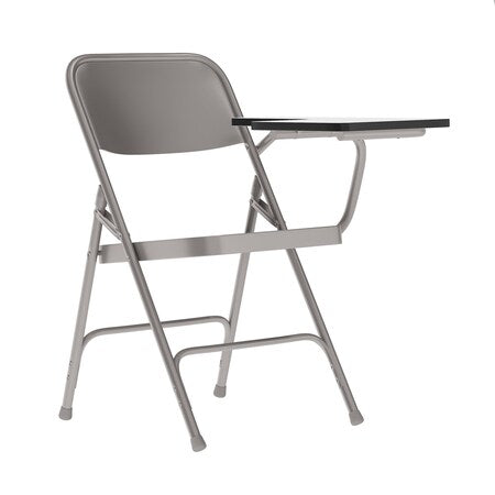 Round Metal Tablet Arm Chair, Left Hand, Beige, Laminate, Grey
