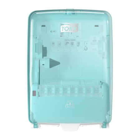 Paper Towel Dispenser, Plastic, Blue/White