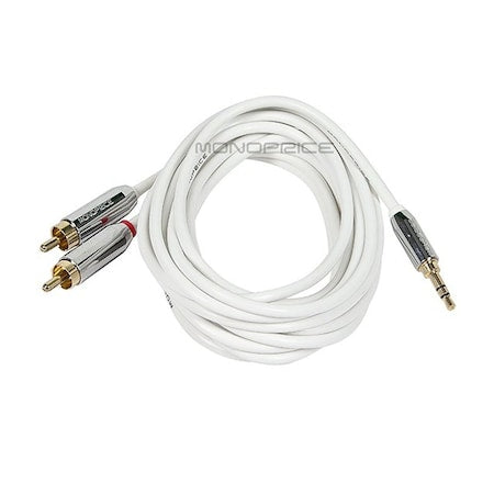 Audio Cable, 3.5mm, RCA, M/M, 10 Ft