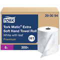 Hardwound Paper Towel Roll, 2 Ply, Continuous Roll Sheets, 300 ft, White, 6 PK