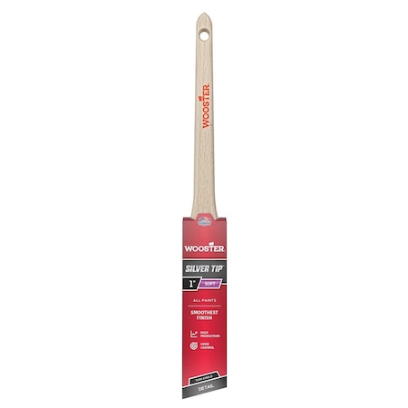 1" Angle Sash Soft, Silver CT Polyester Bristle, Paint Brush, Wood Handle