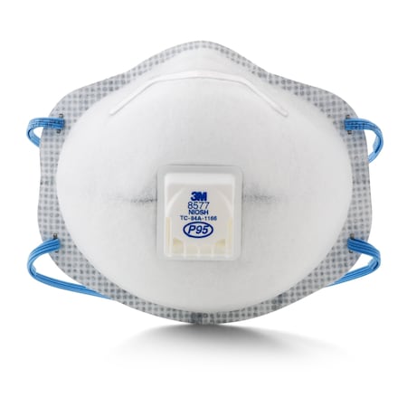 Particulate Respirator, P95, Organic Vapor, Cool Flow Valve, Molded, Metal Nose Clip, Size M, PK10