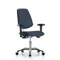 Clean Room Chair Vin Desk Chair,Med,Bk,Cast,Nav,CL100, Adjustable Arms, 18"" to 23"" Height, Vinyl