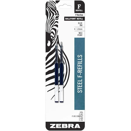 Zebra STEEL 7 Series F Refill Medium Point Ballpoint - Medium Point - Blue Ink - 2-/ Pack