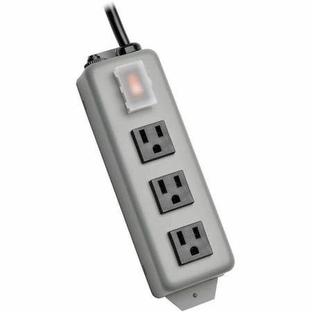 Power Strip, Wall/Floor Mount, 5-15R, 5-15P, 6 ft., Gray