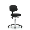 Rutledge Fab Stool with Back Chrome - Medium Bench Height with Seat Tilt and Casters in Black Fab