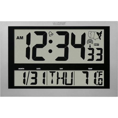 Atomic Dgtl Wall Clock, Jumbo LCD Display