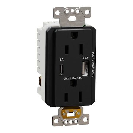 Usb Charger + Socket-Outlet, 15 A Socket
