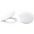 Toilet Seat With Cover, Plastic, Round, White