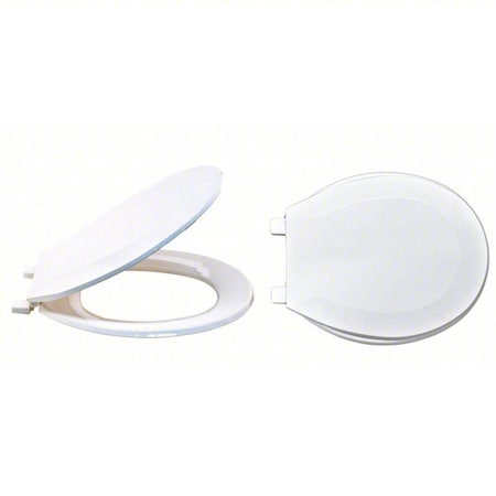 Toilet Seat With Cover, Plastic, Round, White