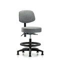 Fab Stool with Back-Medium Bench Height with Seat Tilt, Black Foot Ring, and Stat Glides in Gray Fab