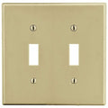 Toggle Switch Wall Plate, Number of Gangs: 2 Plastic, Satin Finish, Ivory