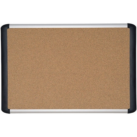 MVI Tech Self Healing Cork Bulletin Board, 36"x48", Contemporary Frame, Wall Mounting Kit