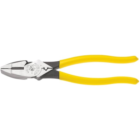 9 3/8 in Linemans Plier High Leverage w/ Wire Crimper, Steel