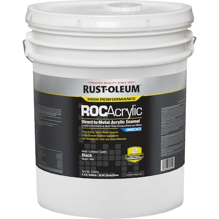 Acrylic Enamel Coating, Black, 5 gal, Pail