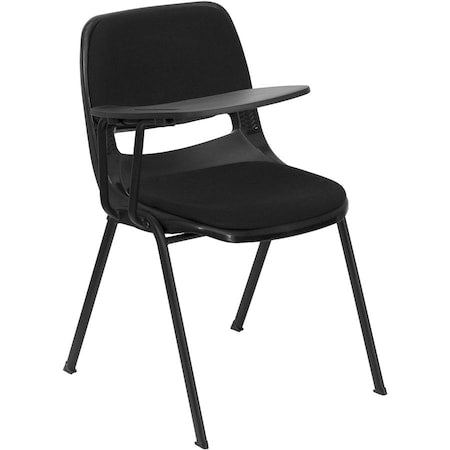 Right Handed Tablet Arm Chair, Plastic, Bk, 21" W, 25.5" L, 32" H, Black