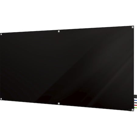 Dry Erase Board, Glass, 48 in, 72 in, No Frame Frame, Black, Gloss