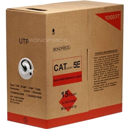 Data Cable, 1000 ft. L, Black Jacket