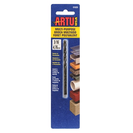 Drill Bit, Multi-Purpose, 3/16" x 3-1/2"