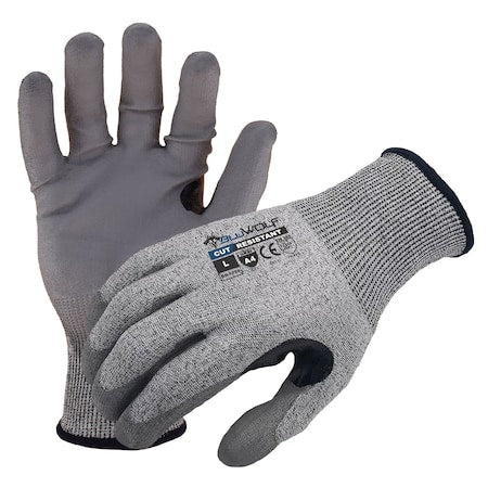 Cut-Resistant Work Gloves, Cut Level A4 , Dipped , Polyurethane , Smooth , M 1 PR