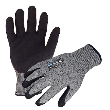Cut Resistant Work Gloves, Cut Level A5 , Dipped , Nitrile , Sandy-Foam , 2XL 1 PR
