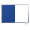 New-Gen Combo Magnetic Whiteboard/Blue Felt Bulletin Board, Wall Mount, 36"x48", Aluminum Frame