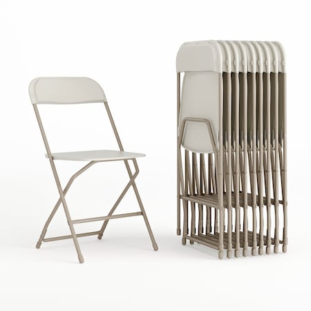 Hercules Series Plastic Folding Chair Beige - 10 LB Weight Capacity Comfortable Event Chair - Lightweight Folding Chair, PK10