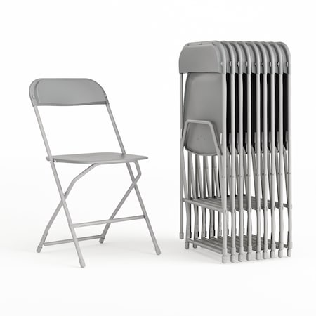 Hercules Series Plastic Folding Chair Grey - 10 LB Weight Capacity Comfortable Event Chair-Lightweight Folding Chair, PK10