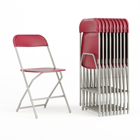 Hercules Series Plastic Folding Chair Red - 10 LB Weight Capacity Comfortable Event Chair-Lightweight Folding Chair, PK10