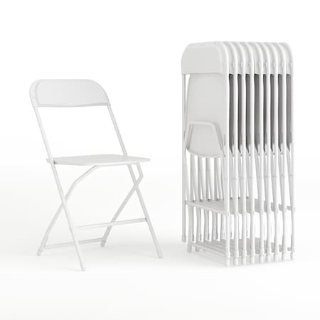 Hercules Series Plastic Folding Chair White - 10 LB Weight Capacity Comfortable Event Chair-Lightweight Folding Chair, PK10