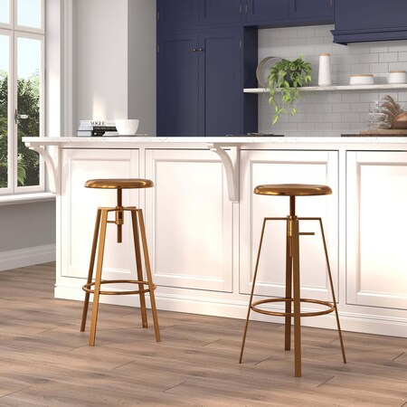 Gold Adjustable Barstool, PK2