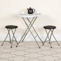 Foldable Stool with Black Plastic Seat and Titanium Frame, PK2