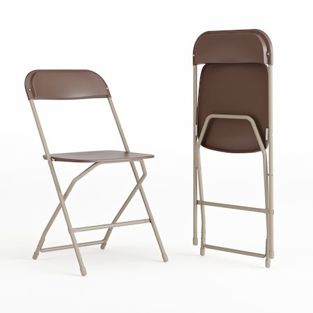 Hercules Series Plastic Folding Chair Brown - 2 LB Weight Capacity Comfortable Event Chair-Lightweight Folding Chair, PK2