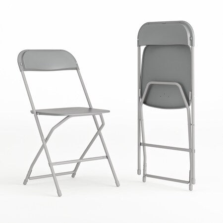 Hercules Series Plastic Folding Chair Grey - 2 LB Weight Capacity Comfortable Event Chair-Lightweight Folding Chair, PK2