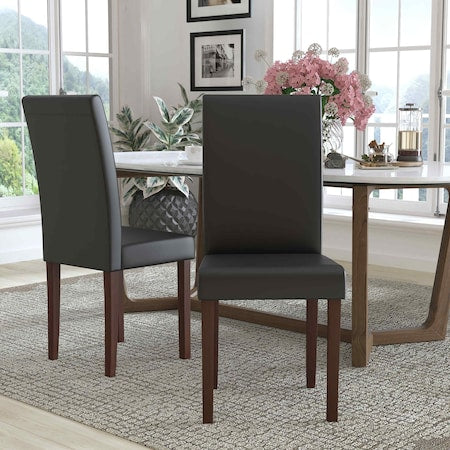 Greenwich Series Brown Leather Parsons Chair, PK2