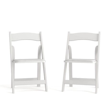HERCULES Series White Wood Folding Chair with Vinyl Padded Seat, PK2
